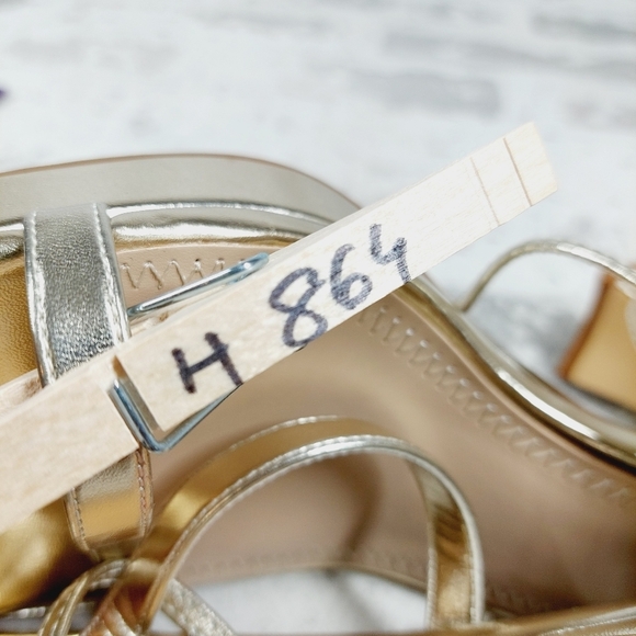New BP Netta Platform Gold Metallic Strappy Sandals H864 - Picture 13 of 13